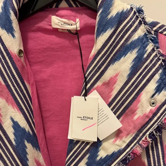 Isabel Marant Étoile Lexine Vibrant Pink and Blue Teddy Jacket - Picture 4 of 5